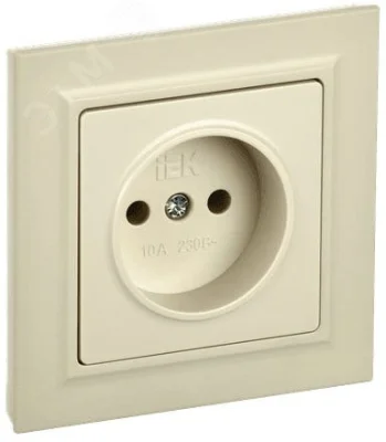 BRITE Розетка 1 пост без заземления без защитных шторок 10А в сборе РСР10-1-0-БрКр бежевый BR-R1 IEK фото 1