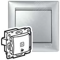 VALENA Кнопка с подсветкой с символом Звонок алюминий Legrand 770215 фото 1