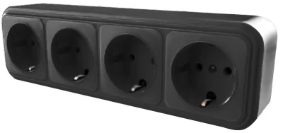 Розетка 4-местная с заземляющим контактом, 250В, 16А, IP20, PST16-61-20 (RA 16-466-Ч), черный STEKKE фото 1