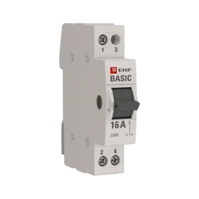 Выключатель-разъединитель трехпозиционный 1P 16А Basic EKF tps-1-16 фото 1