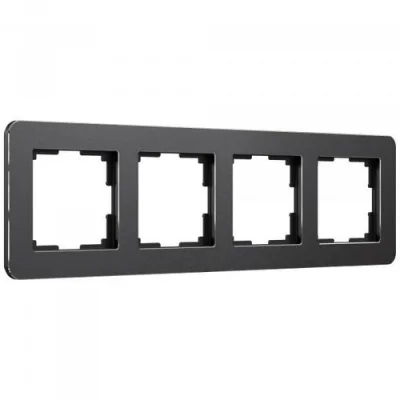 Рамка на 4 поста Platinum черный алюминий W0042608 Werkel a059219 фото 1