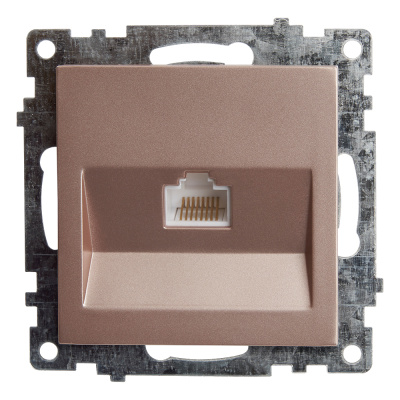 Розетка компьютерная 1-местная RJ-45 (механизм), серия Катрин, GLS00-7107-02, шампань STEKKER 39599 фото 1