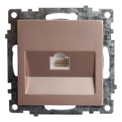 Розетка компьютерная 1-местная RJ-45 (механизм), серия Катрин, GLS00-7107-02, шампань STEKKER 39599 фото 1