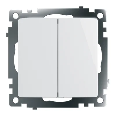 Выключатель электрический 2-клавишный (механизм), серия Катрин, GLS10-7104-01, белый STEKKER 39300 фото 1