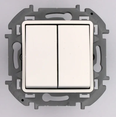 Переключатель двухклавишный - Inspiria - 10A 250В безвинтовые зажимы - белый Legrand 673655 фото 1