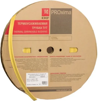 Термоусаживаемая трубка ТУТ нг 10/5 желтая рулон PROxima EKF tut-10-y фото 1