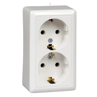 ХИТ О/У РОЗЕТКА двойная с заземлением без шторок 16А, 250В, БЕЛЫЙ. Россия RA16-238- Systeme Electric фото 1
