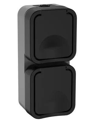 TORS Розетка 2-местная вертикальная 16А IP55 TS132 графит IEK TS-R26-16-55-V-K53 фото 1