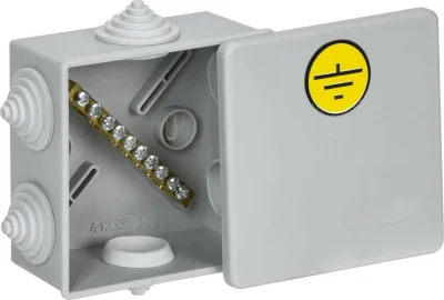 Коробки уравнивания потенциалов (КУП) КМ41360 85х85х40мм IP44 6 вв. IEK UKO21-085-085-040-K41-44U фото 1