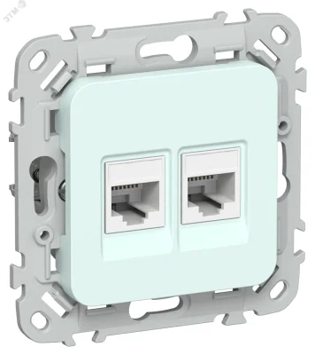 FLITE Розетка 2-местная компьютерная RJ45 категория 5Е UTP РК5е-2-0-ФлХЛ холодный лед FI-K22-1-K IEK фото 1