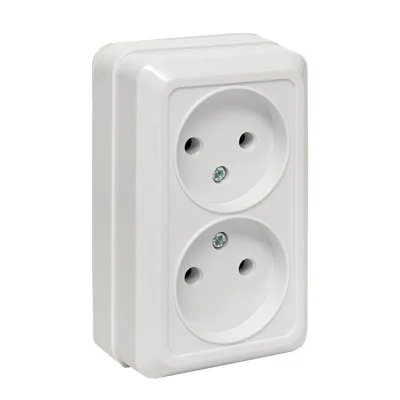 Рим Розетка 2-местная 10А без заземления белая EKF ENR10-102-10 фото 1