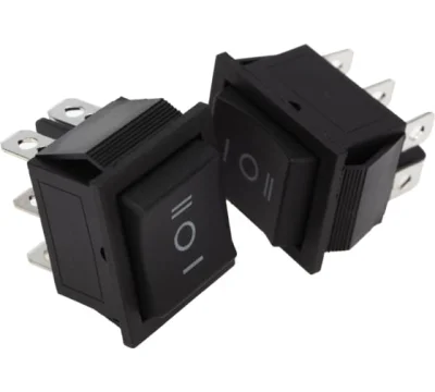 Выключатель клавишный 250V 15А (6с) (ON)-OFF-(ON) черный с нейтралью Б/Фикс (10/10/500) 36-23 Rexant фото 1