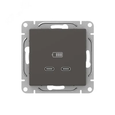 Механизм розетки USB-C - 2шт мокко Эпика EKF UP1-SOM-2USBC фото 1