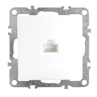 Розетка компьютерная одноместная (механизм) RJ-45, серия Эрна, белый, STEKKER PST00-9107-01 39314 фото 1
