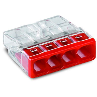 Клеммник 4 (одножильных) х 0,5-2,5 мм 24A Cu [уп. 100шт] WAGO 2273-204 фото 1