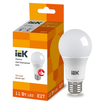 Лампа LED A60 груша 11Вт 230В 3000К E27 IEK LLE-A60-11-230-30-E27 фото 1