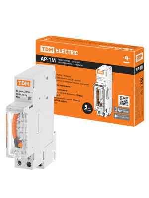 Аналоговое суточное реле АР-1М-15мин/24ч-16А-DIN (1 модуль) TDM, TDM Electric SQ1503-0021 фото 1