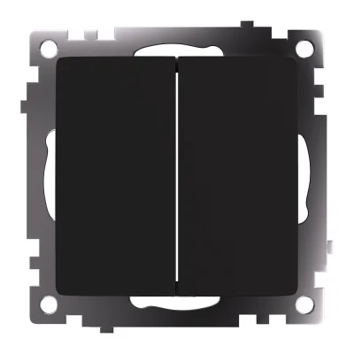 Переключатель 2-клавишный (механизм), 250В, 10А, серия Катрин, черный, GLS10-7107-05 STEKKER 49167 фото 1