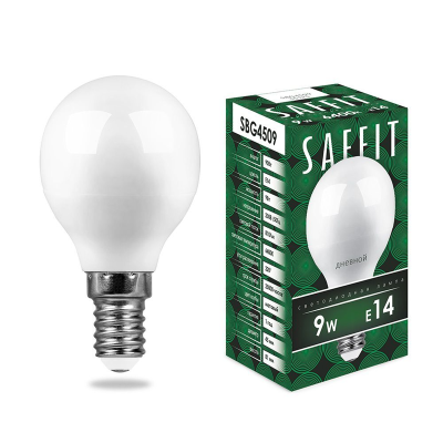 Лампа светодиодная, 9W 230V E14 6400K G45, SBG4509 Saffit SAFFIT 55125 фото 1