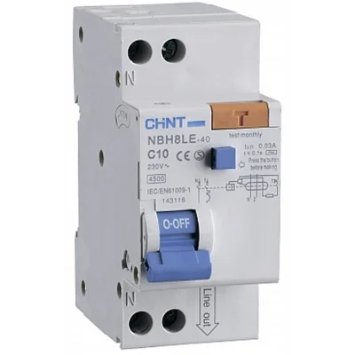 Диф. автомат NBH8LE-40 1P+N 40А 30мА х-ка C 4,5кА (R) CHINT 206066 фото 1