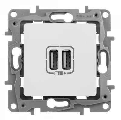 Etika Белый Розетка USB 2-ая 240В/5В 2400мА Legrand 672294 фото 1