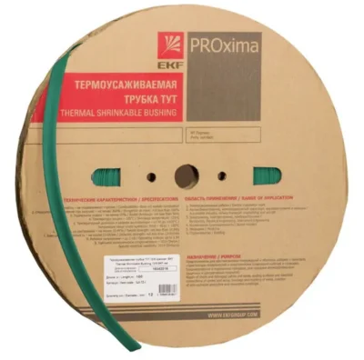 Термоусаживаемая трубка ТУТ нг 10/5 зелёная рулон PROxima EKF tut-10-j фото 1