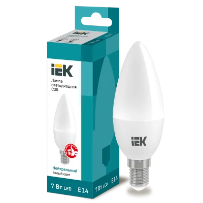 Лампа LED C35 свеча 7Вт 230В 4000К E14 IEK LLE-C35-7-230-40-E14 фото 1