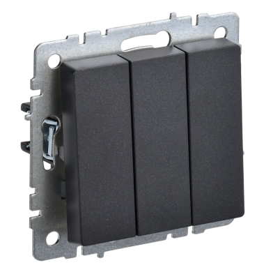 BRITE Выключ. 3-кл. 10А ВС10-3-0-БрЧ черн. IEK BR-V30-0-10-K02 фото 1