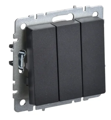 BRITE Выключ. 3-кл. 10А ВС10-3-0-БрЧ черн. IEK BR-V30-0-10-K02 фото 1