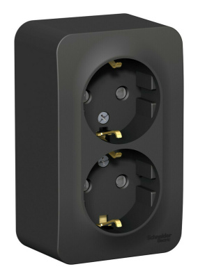 BLANCA О/У РОЗЕТКА двойная с заземл. со шторк. ИЗОЛ.ПЛ.,16А,250В,АНТРАЦИТ BLNRA0112 Systeme Electric фото 1