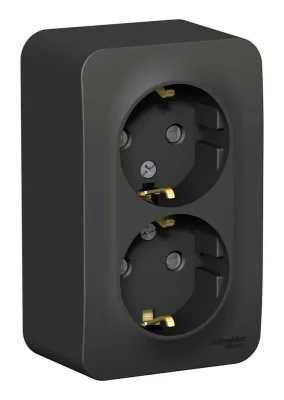 BLANCA О/У РОЗЕТКА двойная с заземл. со шторк. ИЗОЛ.ПЛ.,16А,250В,АНТРАЦИТ BLNRA0112 Systeme Electric фото 1