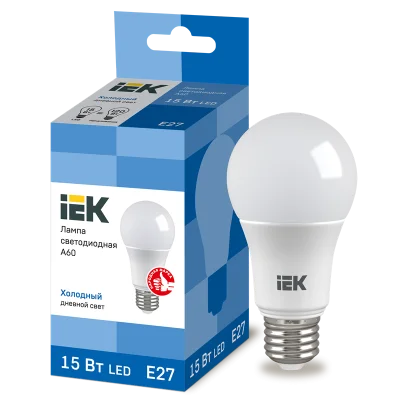 Лампа LED A60 груша 15Вт 230В 6500К E27 IEK LLE-A60-15-230-65-E27 фото 1