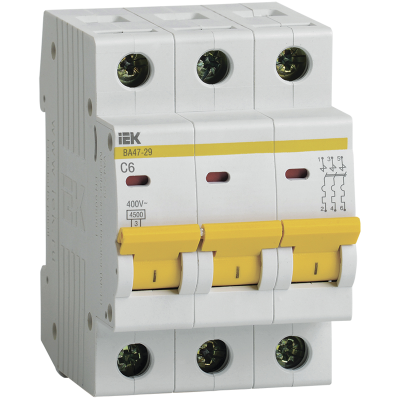 KARAT Авт. выкл. ВА47-29 3P C 6А 4,5кА IEK MVA20-3-006-C фото 1