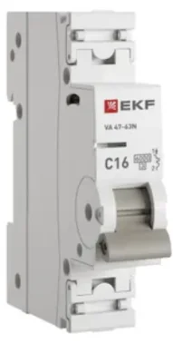 Автоматический выключатель 1P 16А (C) 6кА ВА 47-63N PROxima EKF M636116C фото 1