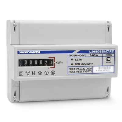 Счетчик электроэнергии ЦЭ6803В 1 230В 5-60А 3ф.4пр. Э Р32 F трехфазный однотарифный 5(60) Энергомера фото 1