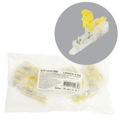 Зажим прокалывающий ответвительный 1,5-2,5 мм2 c ответвительной клеммой LD2191 на 1 выход, прозрачны фото 1