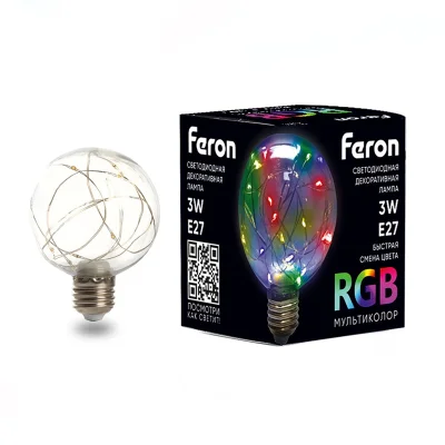 Лампа светодиодная, (3W) 230V E27 RGB G80, LB-381 Feron 41676 фото 1