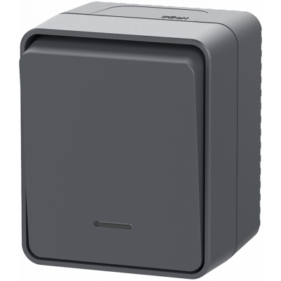 AtlasDesign PROFI IP54 О/У 1-клавишный ВЫКЛЮЧАТЕЛЬ с подсветкой 10 АХ, АНТРАЦИТ ATN Systeme Electric фото 1