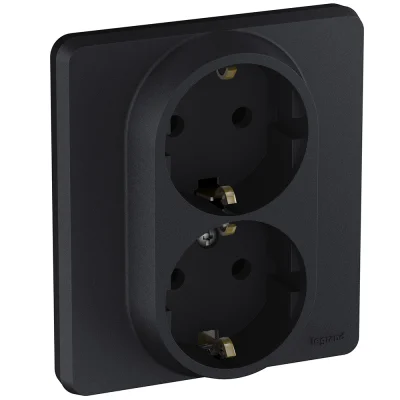 Розетка 2 x 2К+З - немецкий стандарт - 16 А - 250 В~ - INSPIRIA - антрацит Legrand 673753 фото 1