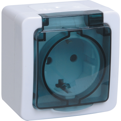 Розетка 1-местная для открытой установки РСб20-3-ГПБд с заземляющим контактом IP54 ГЕРМЕС PLUS (цвет фото 1