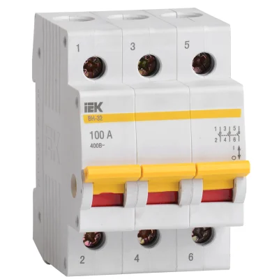 Выключатель нагрузки (мини-рубильник) ВН-32 3Р 100А IEK MNV10-3-100 фото 1