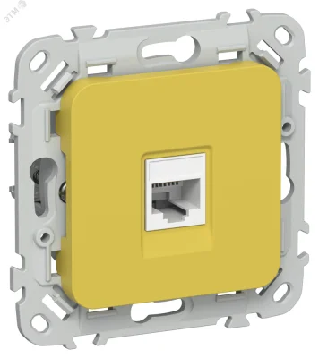 FLITE Розетка компьютерная RJ45 категория 6 UTP РК6-1-0-ФлЖК желтый карри IEK FI-K12-2-K44 фото 1
