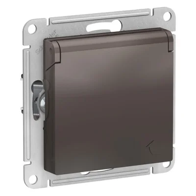 Розетка ATLASDESIGN с заземлением со шторками с крышкой 16А IP20 механизм мокко ATN Systeme Electric фото 1