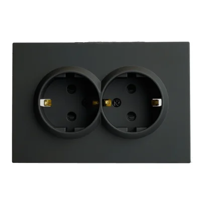 Розетка СП 2-м с з/к с шторк. (черный уголь) soft touch Эмили RST16-5114-05 STEKKER 49856 фото 1