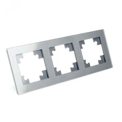 Рамка 3-местная, стекло, серия Катрин, GFR00-7003-03, серебро STEKKER 39533 фото 1