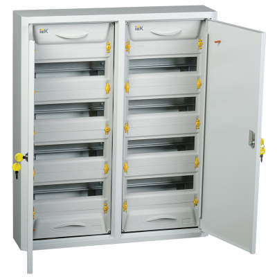 Щит металлический ЩРн-2х48з-0 36 УХЛ3 IP31 на 96 модулей навесной двухдверный серый PRO ИЭК mkm1 IEK фото 1