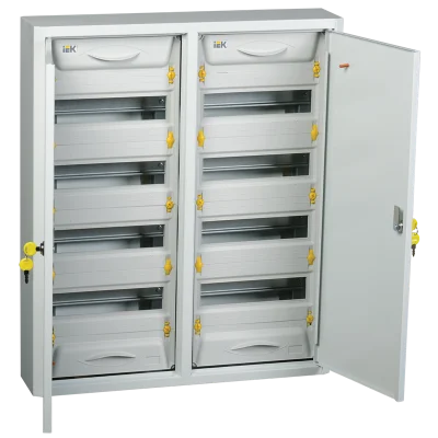 Щит металлический ЩРн-2х48з-0 36 УХЛ3 IP31 на 96 модулей навесной двухдверный серый PRO ИЭК mkm1 IEK фото 1