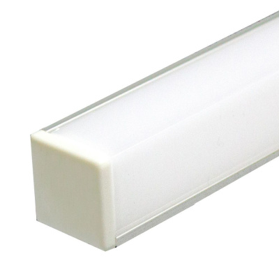 Профиль алюминиевый "угловой квадратный 16*16мм", серебро, CAB281 с матовым экраном, 2 заглушками, F фото 1