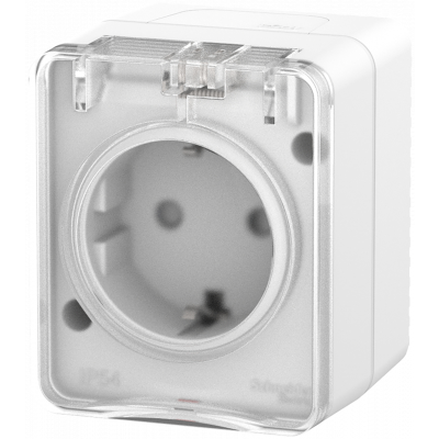 AtlasDesign PROFI IP54 О/У РОЗЕТКА с заземлением со шторками 16А 250В, БЕЛЫЙ ATN540 Systeme Electric фото 1