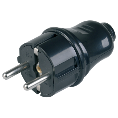 Вилка разборная прямая ВПп10-02-Ст с заземляющим контактом 16А черная IEK EVP10-16-01-K02 фото 1